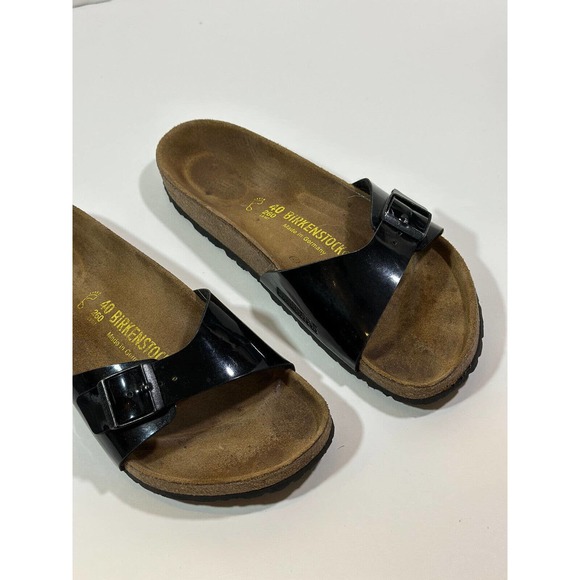 Birkenstock Madrid Unisex Sandals Slides Black Strap Buckle Women's Size 9 M7 L9 - Picture 3 of 13